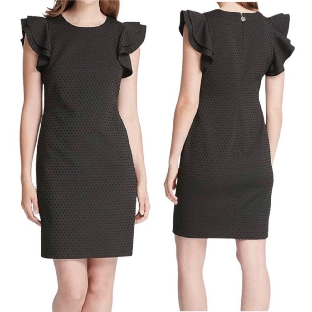 Tommy Hilfiger Ruffle Sleeve Little Black Dress Sz 14